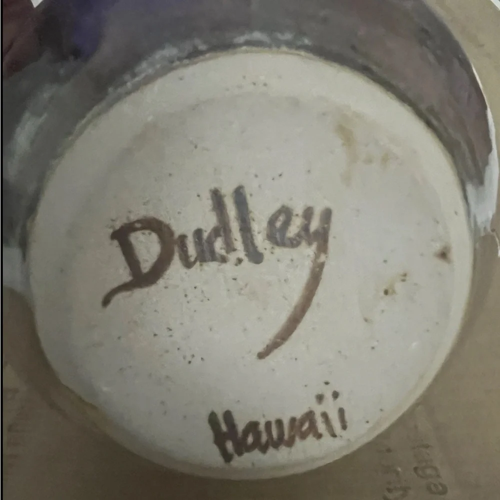 Vintage Art Pottery Ceramic Glazed Vase Signed Dudley Hawaii